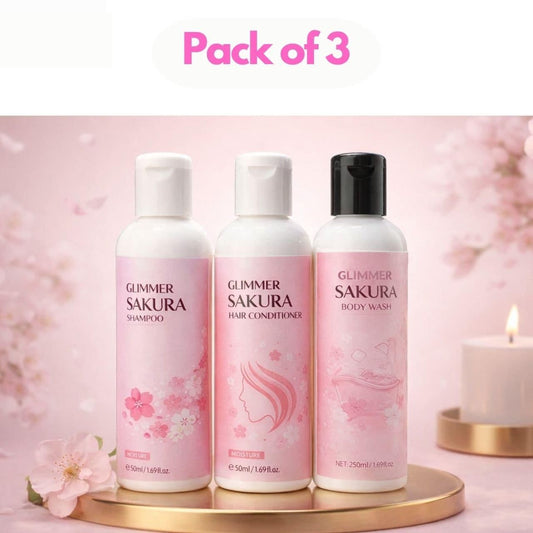 Sakura Shampoo, Hair Conditioner and Body Wash 50 ml each Pack of 3